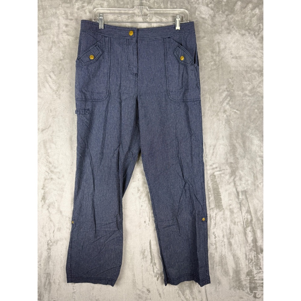 JONES NEW YORK SIGNATURE Women Blue Chambray Pants Size 12